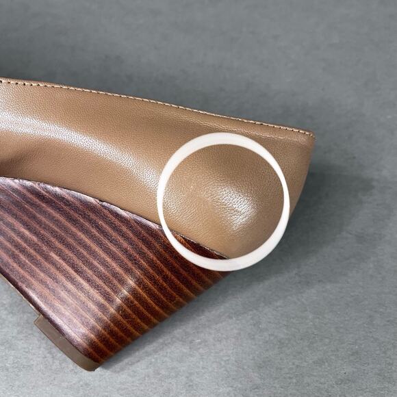 Franco Sarto Frankie Wedge Pumps Women's 10M Cool Taupe Leather Pointed Toe Nude - Picture 11 of 11